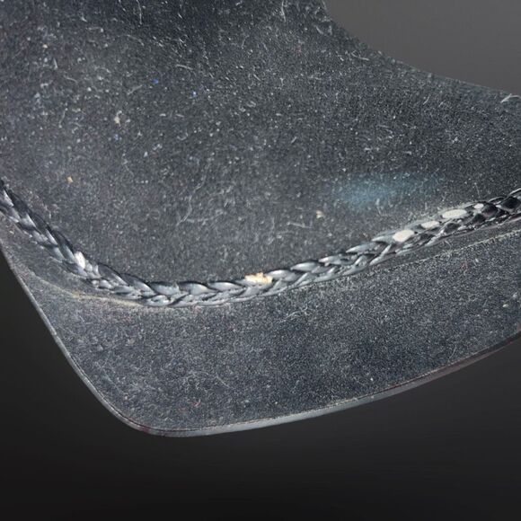 (1) Christian Louboutin Sultane Black Suede Braided Leather Trim Ankle RT Boot - Picture 4 of 13